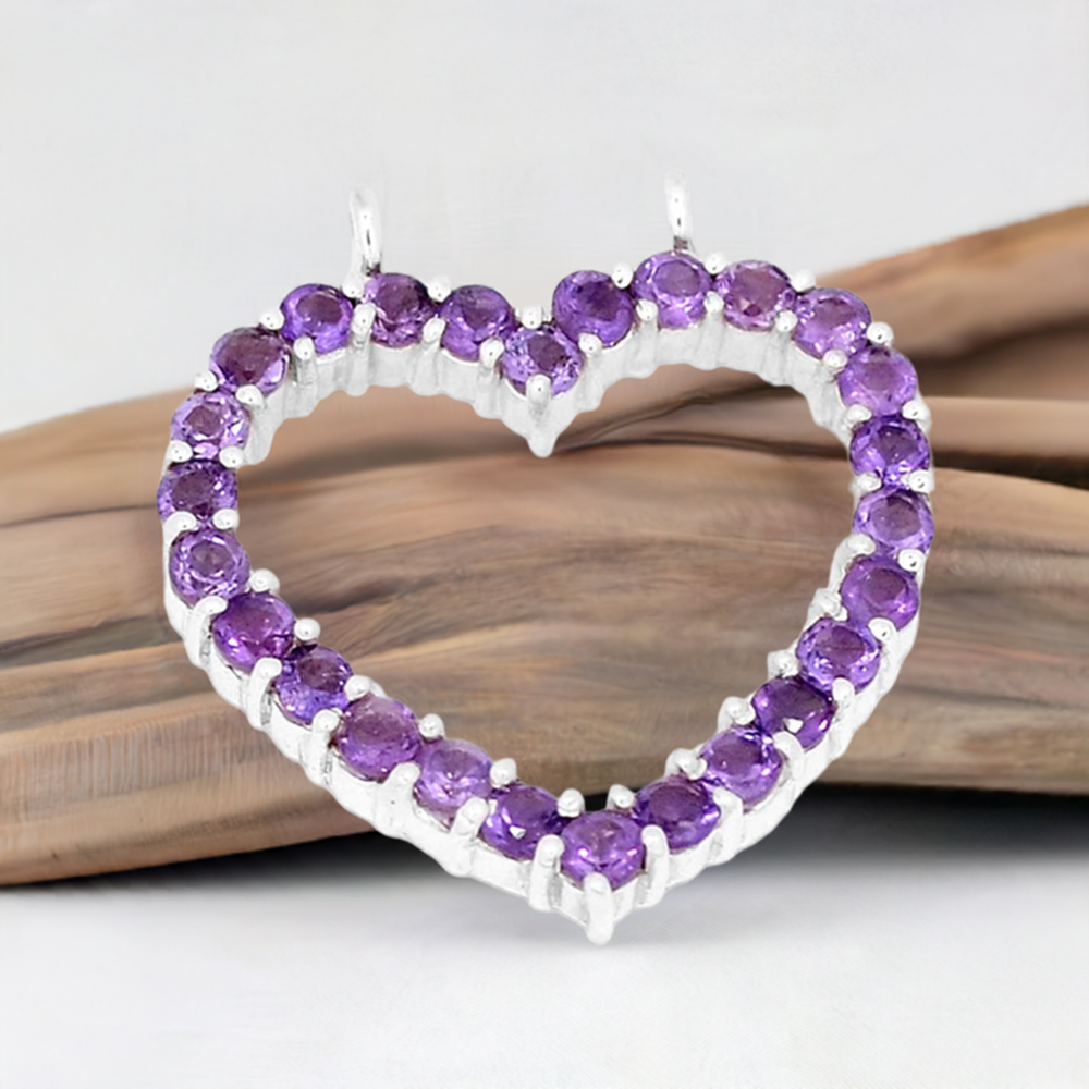 925 Fine Silver Pendants In Amethyst Gemstone Jewelry 925SP271-1