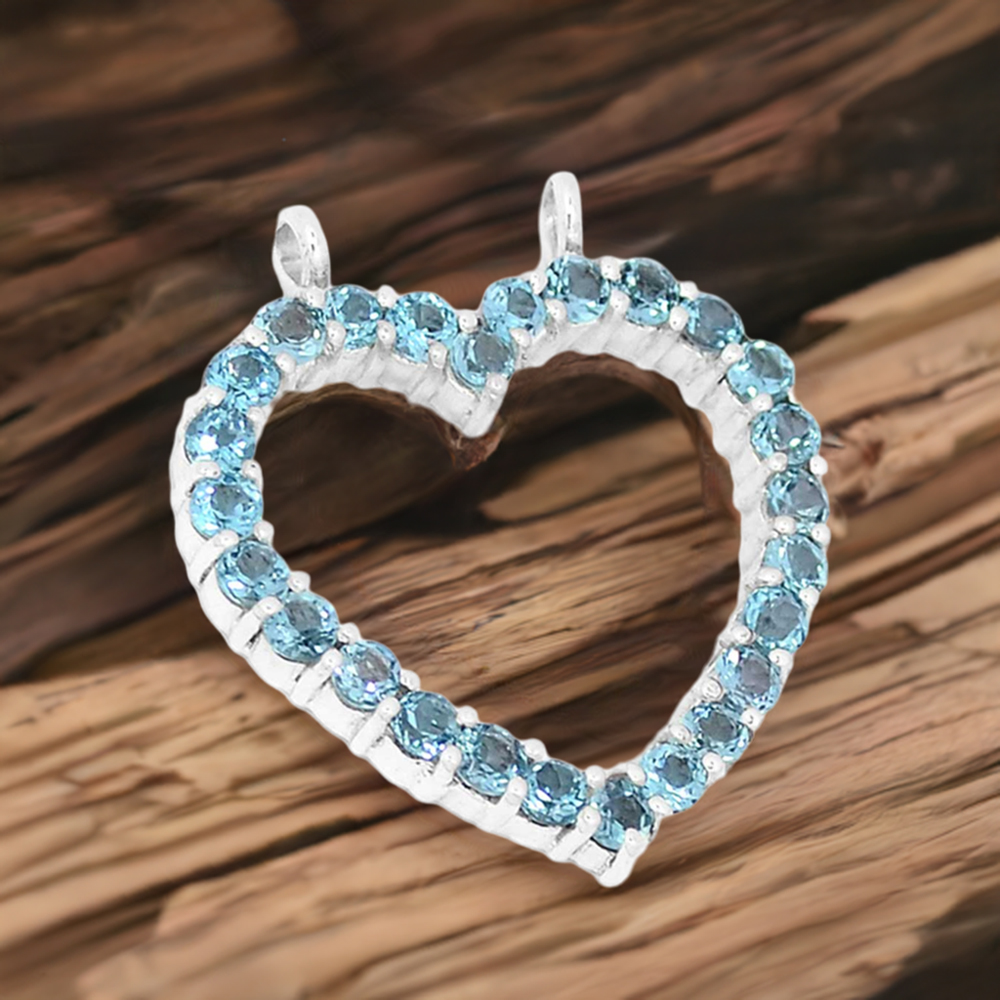 925 Sterling Silver Handmade Pendants In Blue Topaz Gemstone Jewelry 925SP271-2