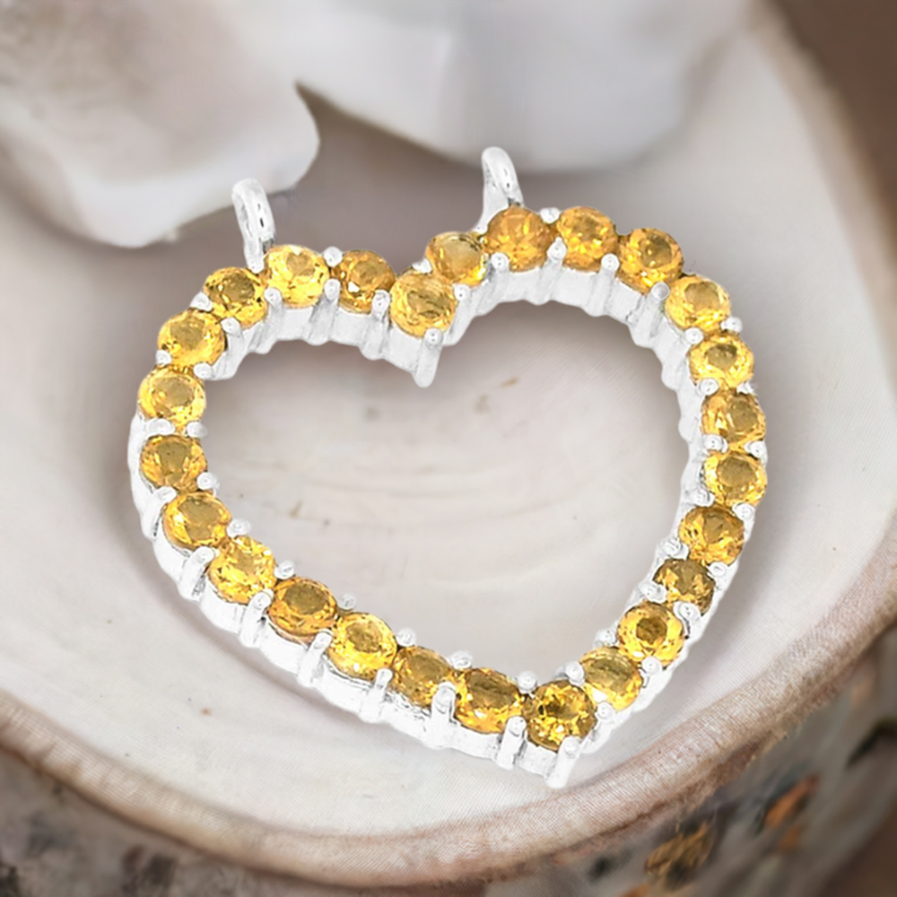 Solid Sterling Silver Handmade Pendants In Citrine Gemstone Jewelry 925SP271-3