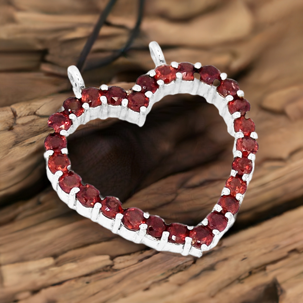 Fine Sterling Silver Pendants In Garnet Gemstone Jewelry 925SP271-4