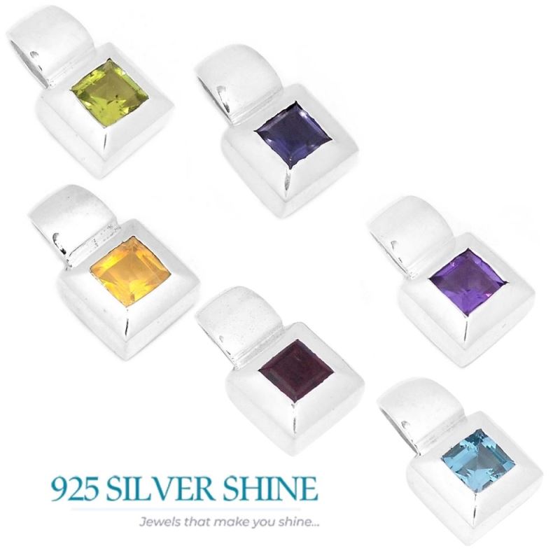 Solid Sterling Silver Handmade Pendants In Blue Topaz Gemstone Jewelry 925SP272-2_2