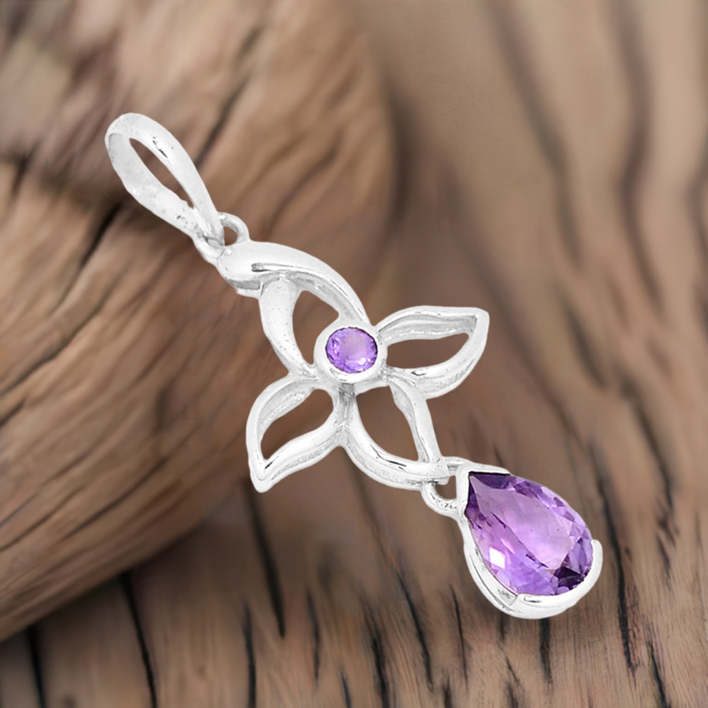 Amethyst Gemstone Pendants In Solid Sterling Silver Jewelry 925SP273-1