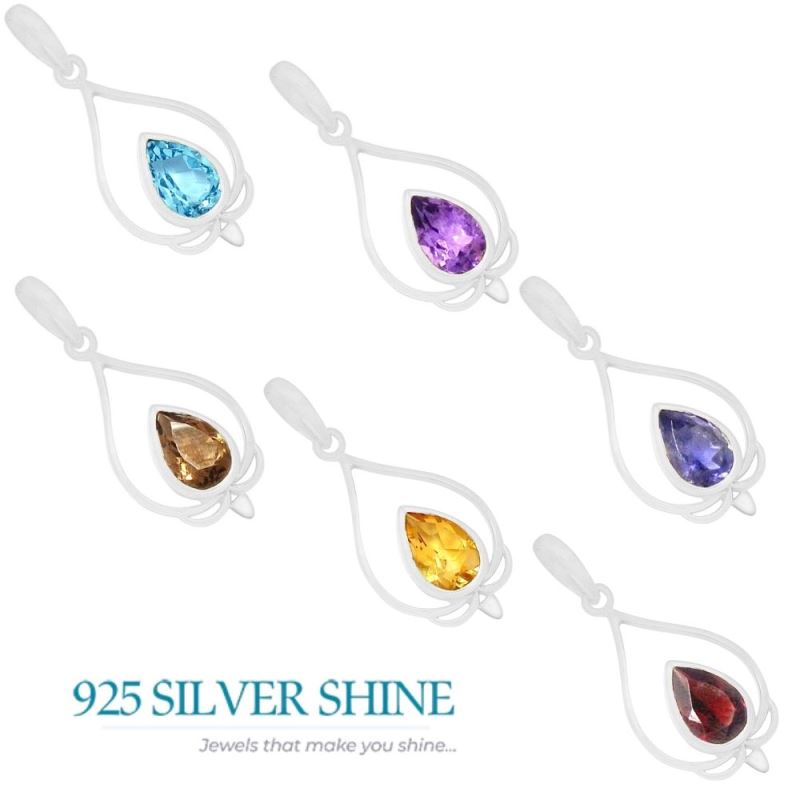Garnet Gemstone Handmade Pendants In Solid Sterling Silver Jewelry 925SP274-4_2