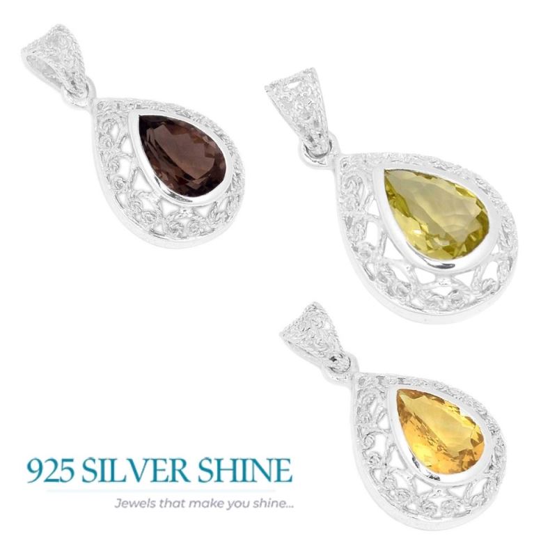 Citrine Gemstone Handmade Pendants In 925 Sterling Silver Jewelry 925SP275-1_2