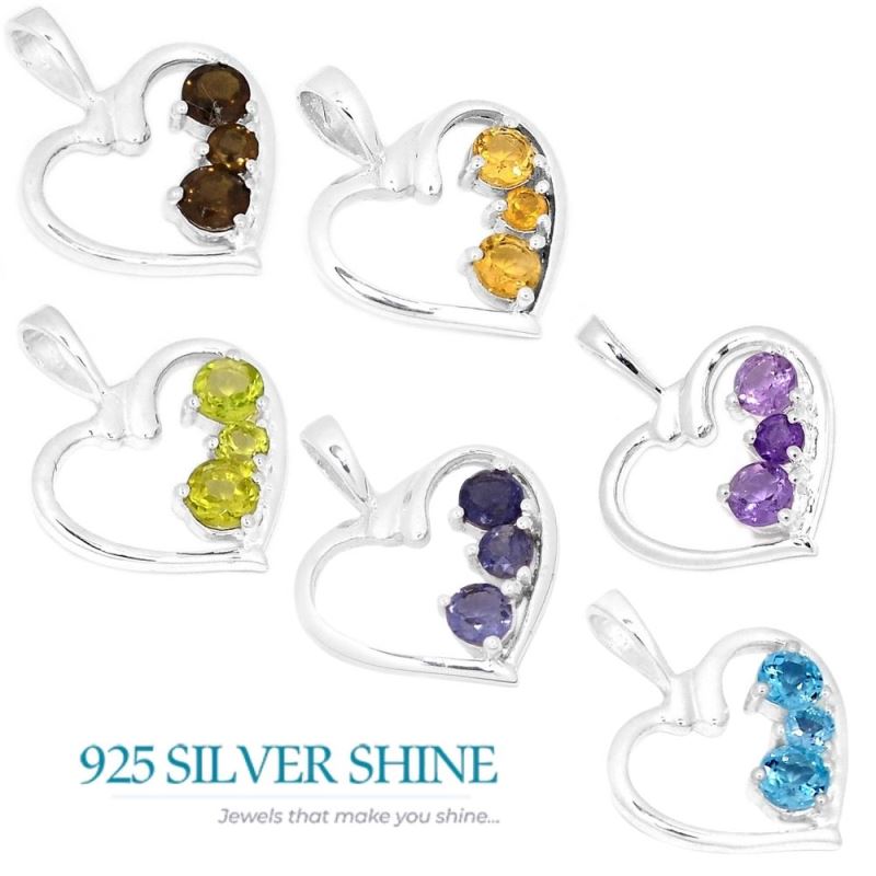 Fine Sterling Silver Pendants In Citrine Gemstone Jewelry 925SP277-3_1