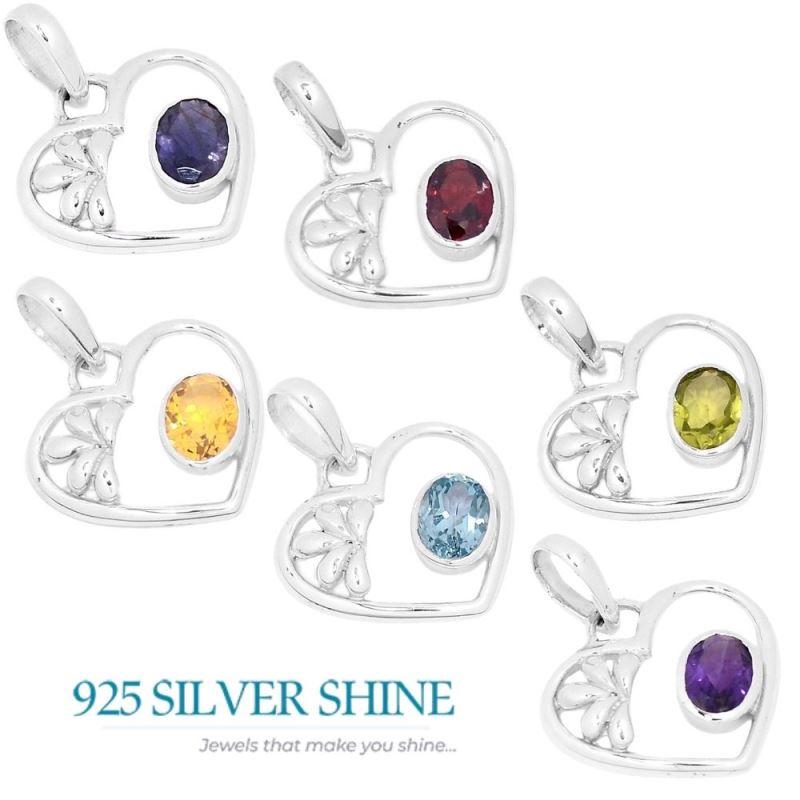 Fine Sterling Silver Pendants In Amethyst Gemstone Jewelry 925SP278-2_1