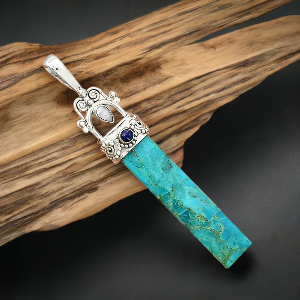 Multi Gemstone Pendants In 925 Solid Silver Jewelry 925SP28-3