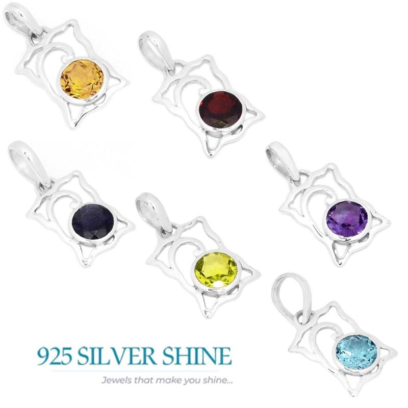 925 Fine Silver Pendants In Citrine Gemstone Jewelry 925SP281-4_2