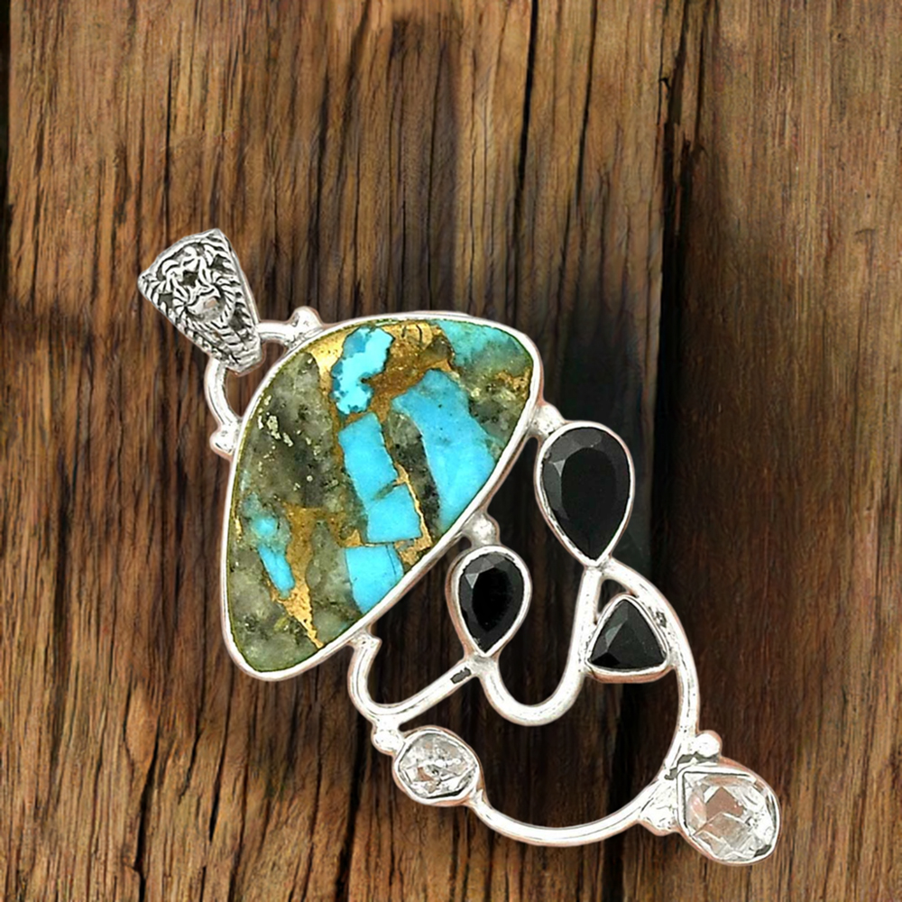 Multi Gemstone Handmade Pendants In 925 Sterling Silver Jewelry 925SP29-2