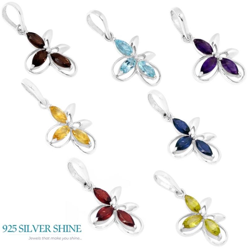Fine Sterling Silver Pendants In Amethyst Gemstone Jewelry 925SP292-7_1