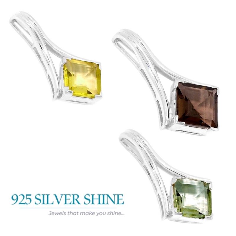 Smokey Gemstone Handmade Pendants In 925 Sterling Silver Jewelry 925SP295-1_2