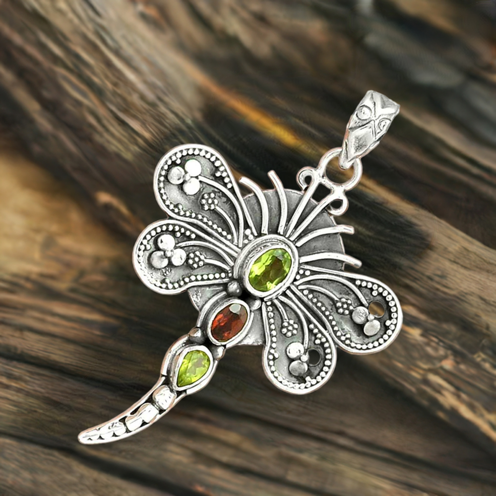 Multi Gemstone Pendants In Fine Sterling Silver Jewelry 925SP30-1