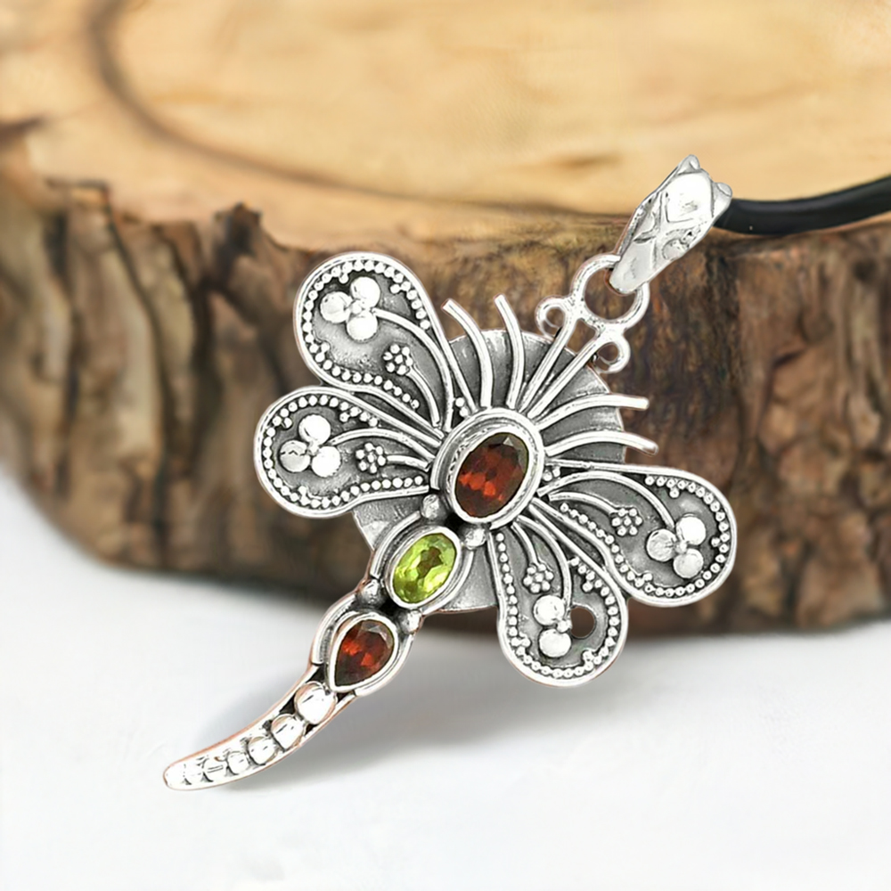 Multi Gemstone Pendants In 925 Solid Silver Jewelry 925SP30-2