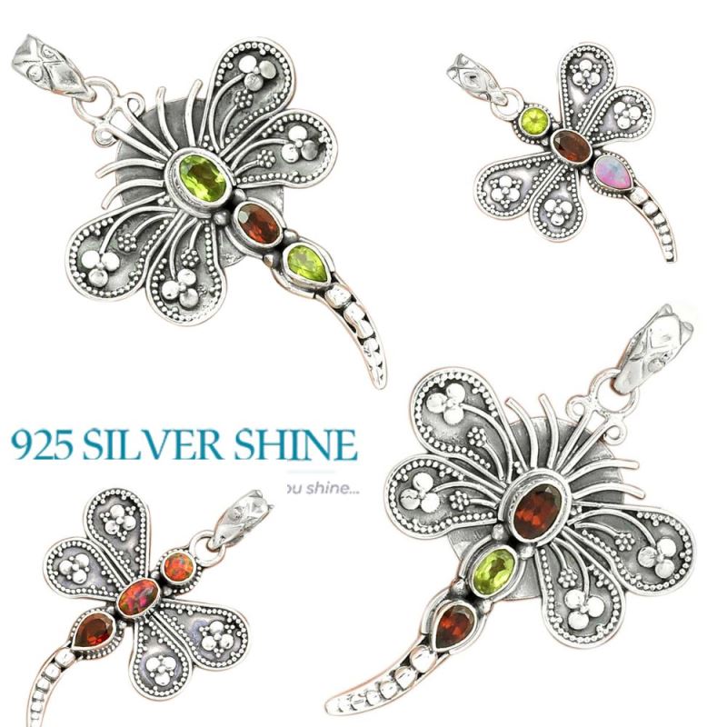 Multi Gemstone Pendants In 925 Solid Silver Jewelry 925SP30-2_4