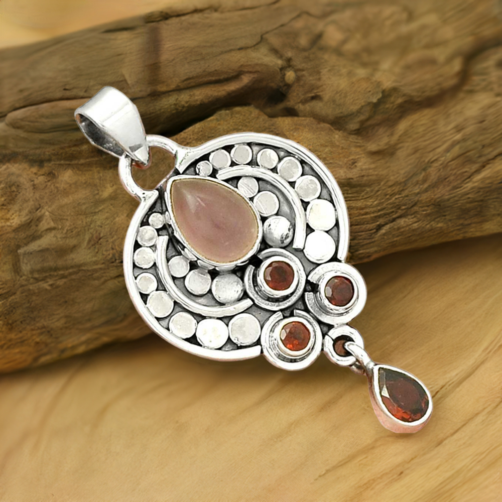 Multi Gemstone Handmade Pendants In Solid Sterling Silver Jewelry 925SP32-1