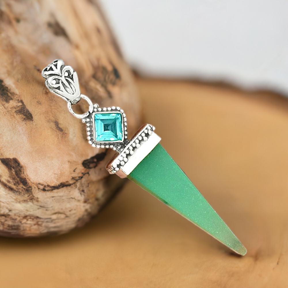 Fine Sterling Silver Pendants In Multi Gemstone Jewelry 925SP34-2