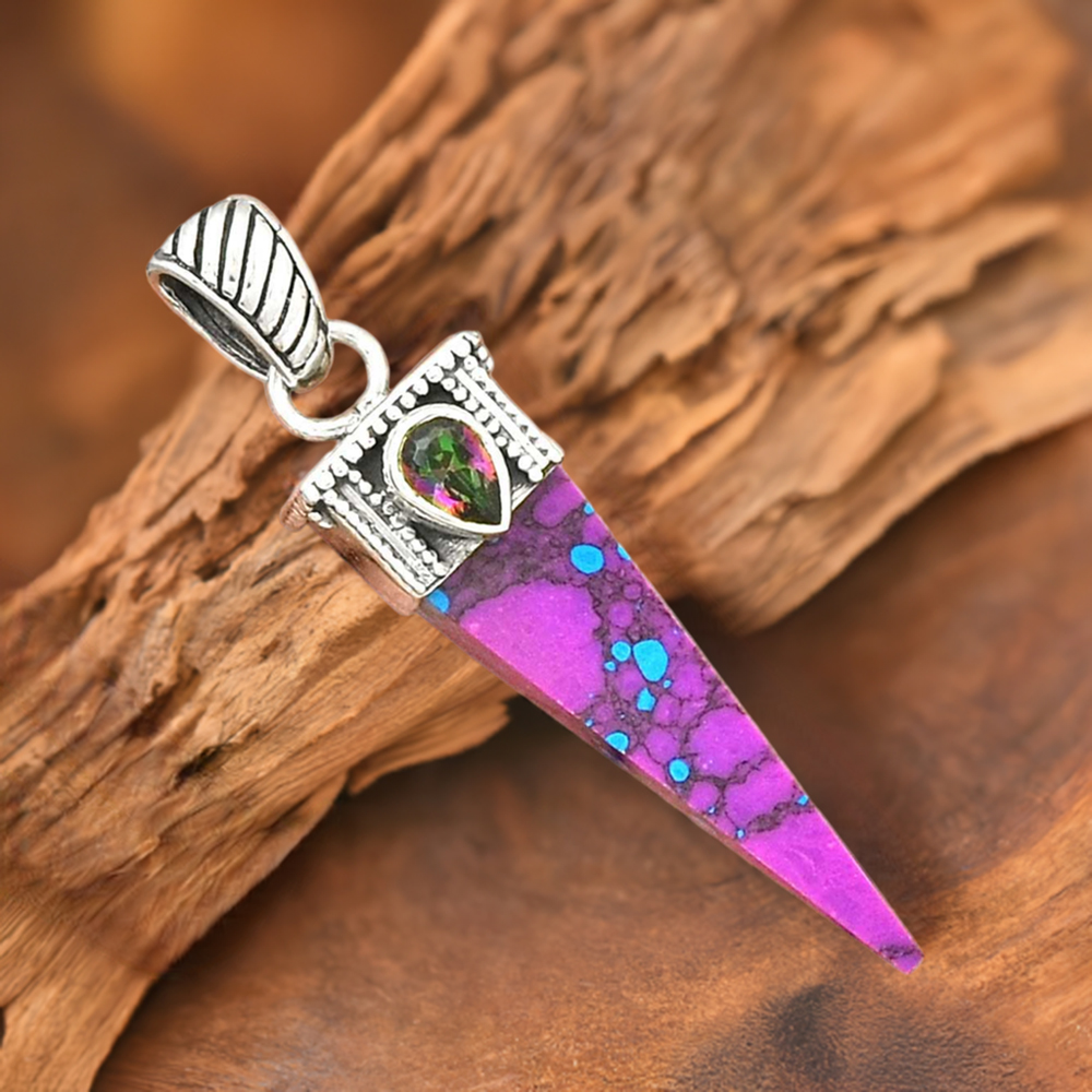 925 Fine Silver Pendants In Purple Turquoise Gemstone Jewelry 925SP34-4