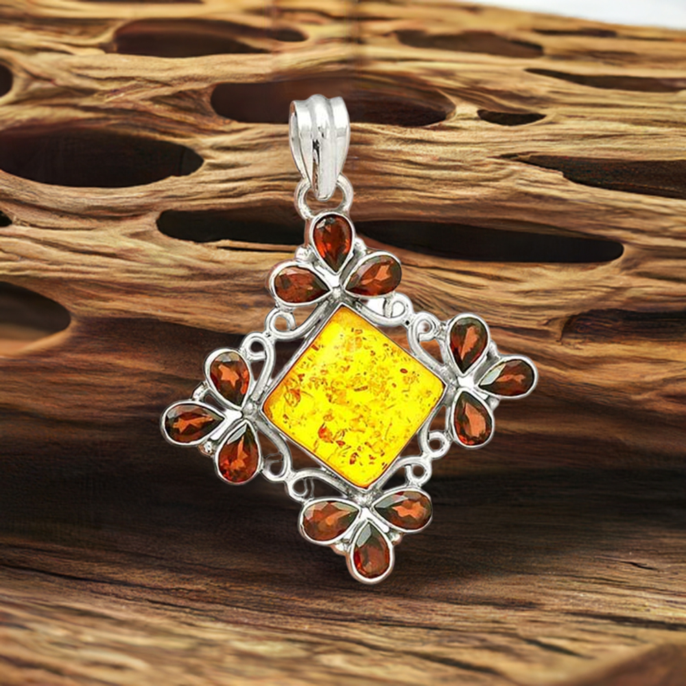 925 Solid Silver Pendants In Multi Gemstone Jewelry 925SP37-2