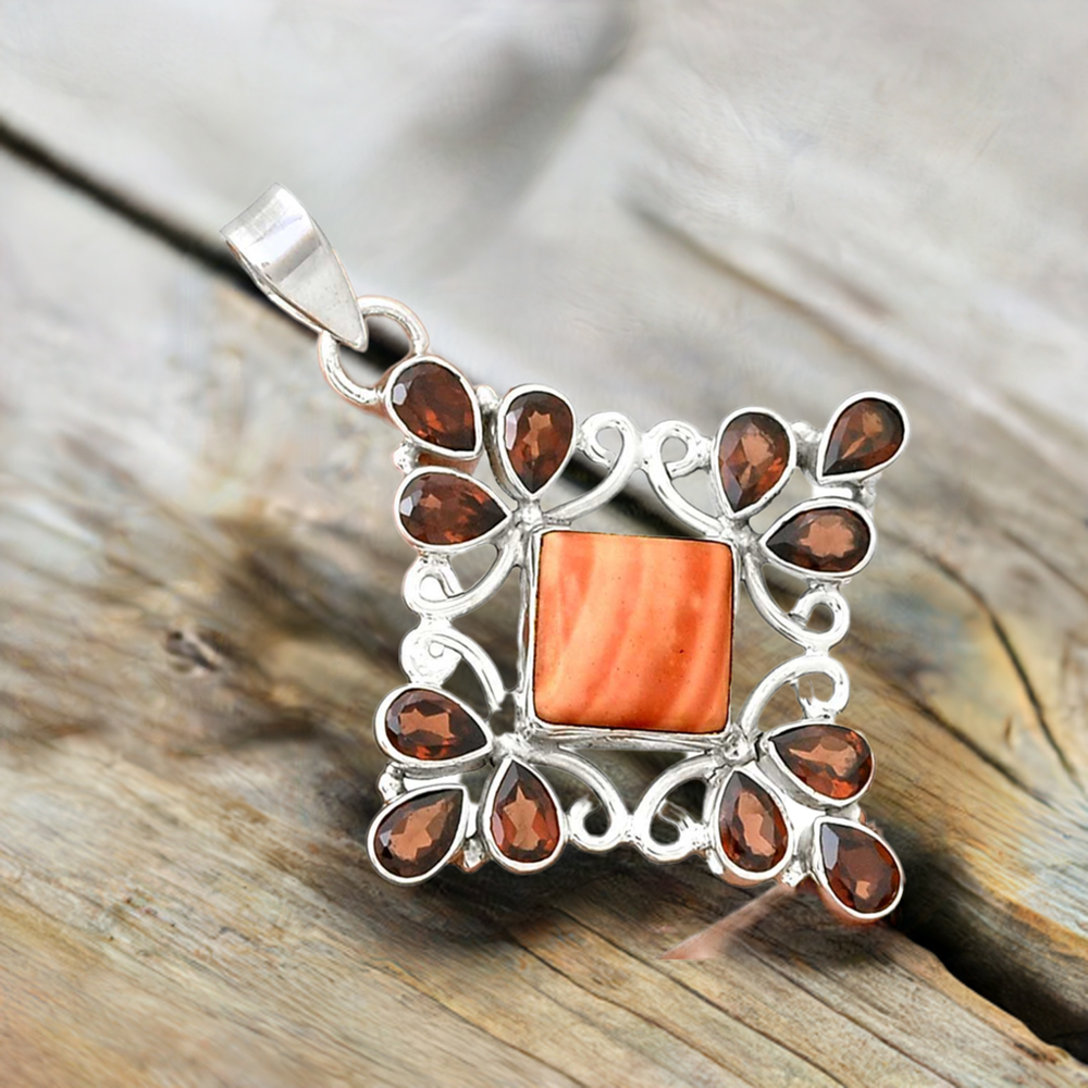 925 Sterling Silver Handmade Pendants In Multi Gemstone Jewelry 925SP37-9