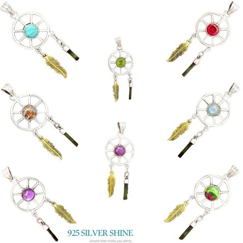 925 Fine Silver Pendants In Multi Gemstone Jewelry 925SP38-3_4