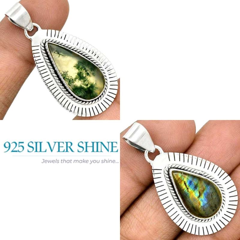 Labradorite Gemstone Handmade Pendants In Solid Sterling Silver Jewelry 925SP39-2_3