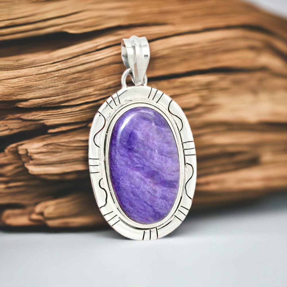 Charoite Natural Gemstone 925 Solid Sterling Silver Jewelry outlets Pendant