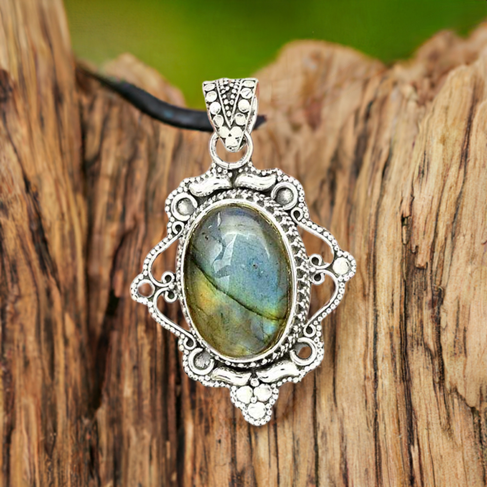 Labradorite Gemstone Pendants In Fine Sterling Silver Jewelry 925SP41-2