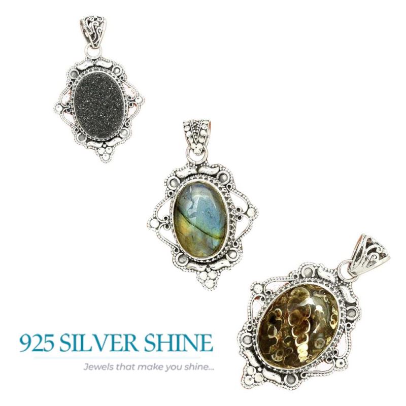 Labradorite Gemstone Pendants In Fine Sterling Silver Jewelry 925SP41-2_4