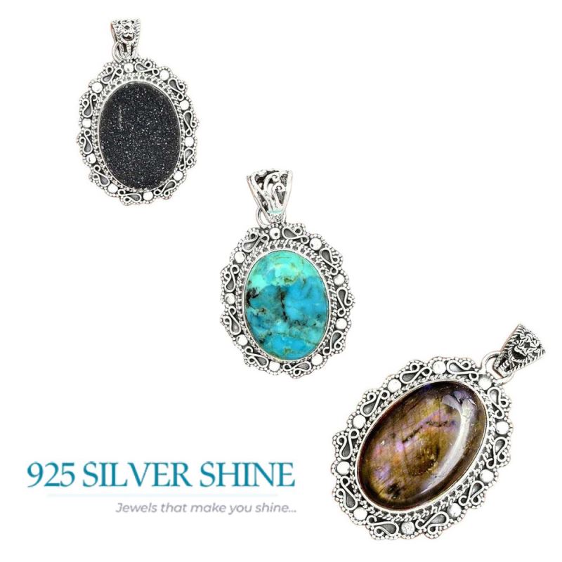 Turtella Jasper Gemstone Pendants In Fine Sterling Silver Jewelry 925SP42-4_3