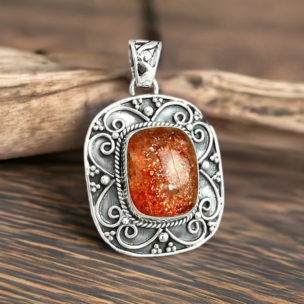 925 Sterling Silver Handmade Pendants In Strawberry Quartz Gemstone Jewelry 925SP46-2