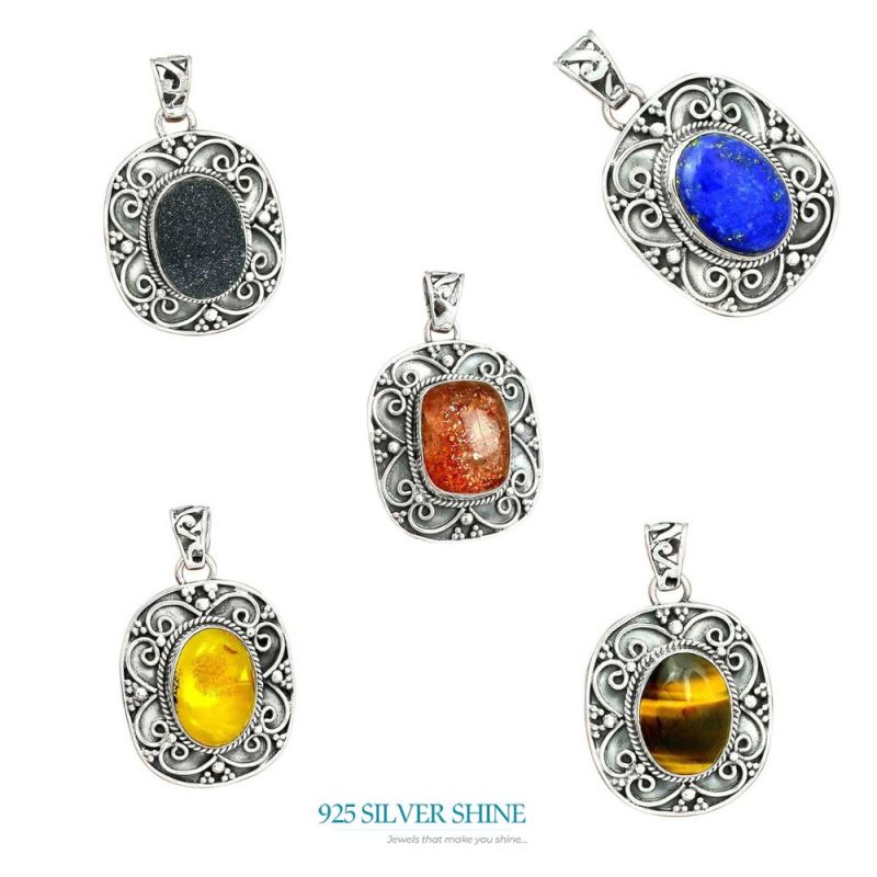 925 Sterling Silver Handmade Pendants In Strawberry Quartz Gemstone Jewelry 925SP46-2_4