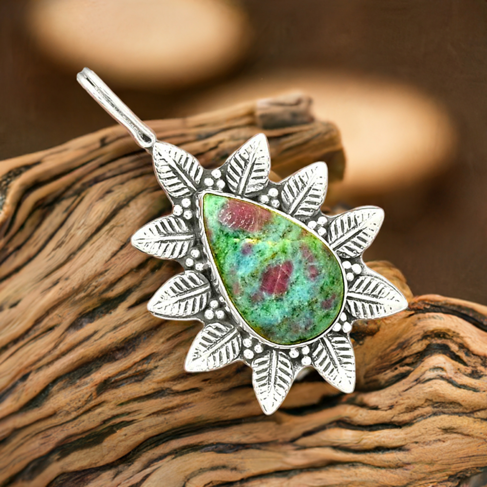 925 Solid Silver Pendants In Ruby Zoisite Gemstone Jewelry 925SP47