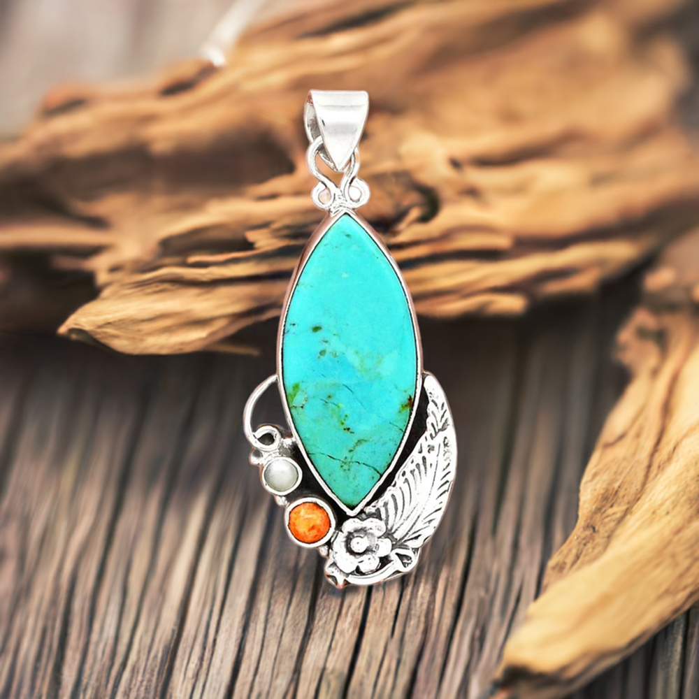 925 Sterling Silver Handmade Pendants In Multi Gemstone Jewelry 925SP49