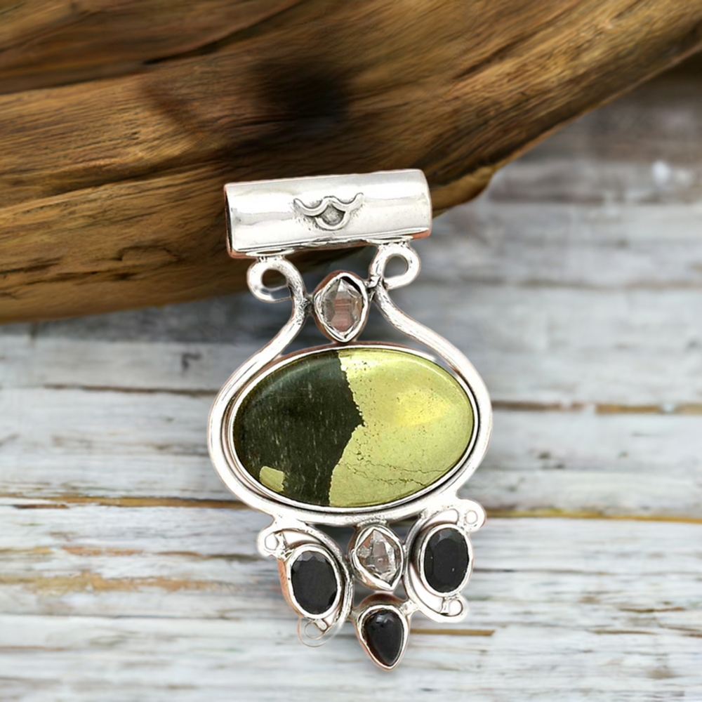 Solid Sterling Silver Handmade Pendants In Multi Gemstone Jewelry 925SP50-1