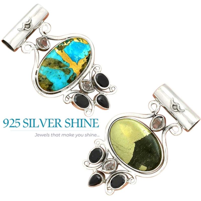 Solid Sterling Silver Handmade Pendants In Multi Gemstone Jewelry 925SP50-1_4