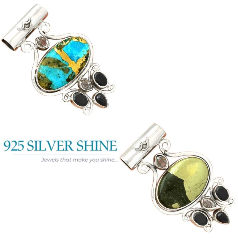 Fine Sterling Silver Pendants In Multi Gemstone Jewelry 925SP50-2_4