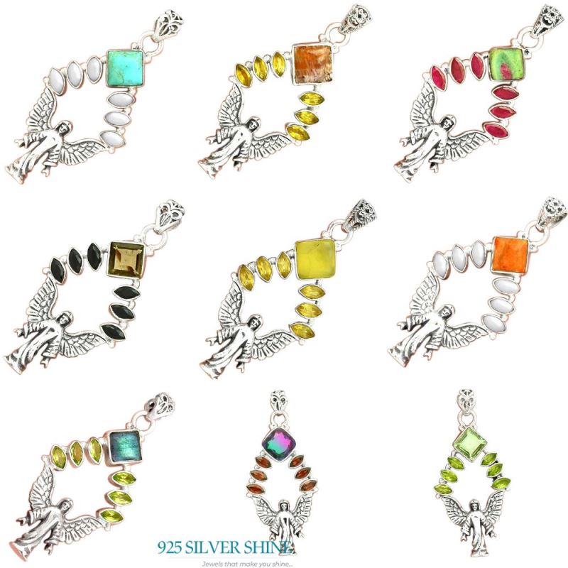 925 Solid Silver Pendants In Multi Gemstone Jewelry 925SP51-1_4