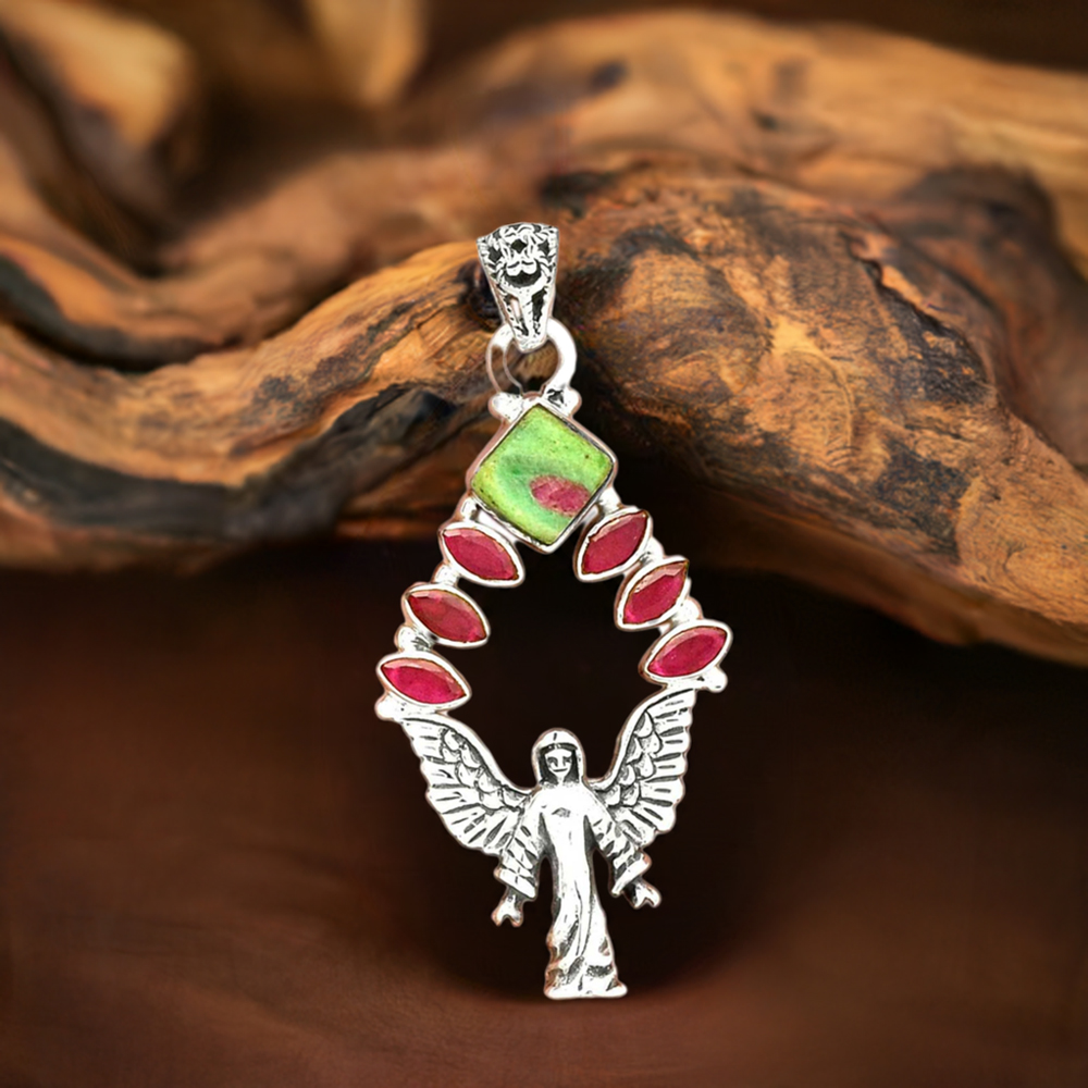 Fine Sterling Silver Pendants In Multi Gemstone Jewelry 925SP51-5