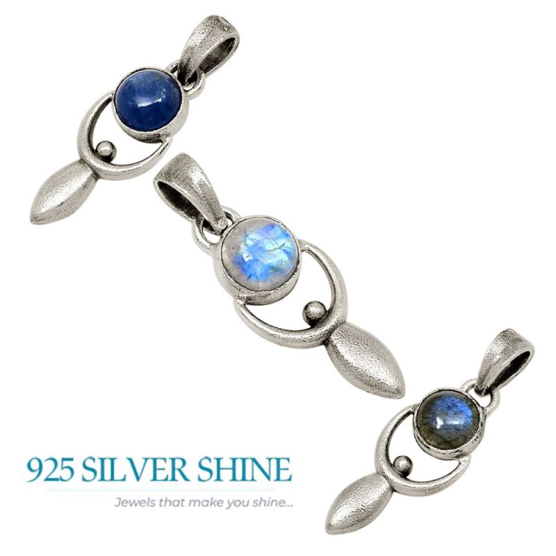 Iolite Gemstone Pendants In 925 Fine Silver Jewelry 925SP52-3_3