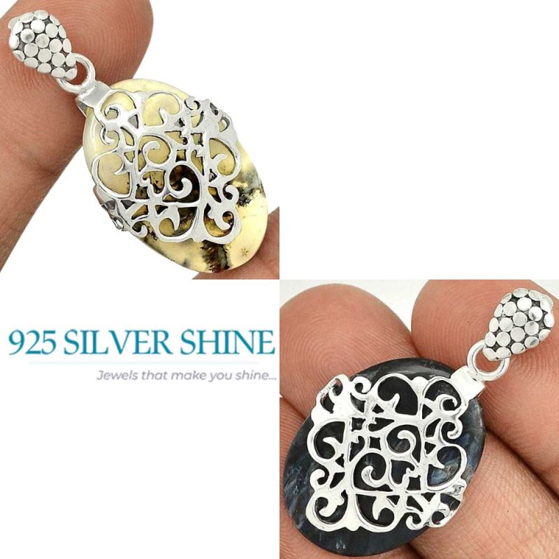 Dendrite Opal Gemstone Handmade Pendants In 925 Sterling Silver Jewelry 925SP53-1_4