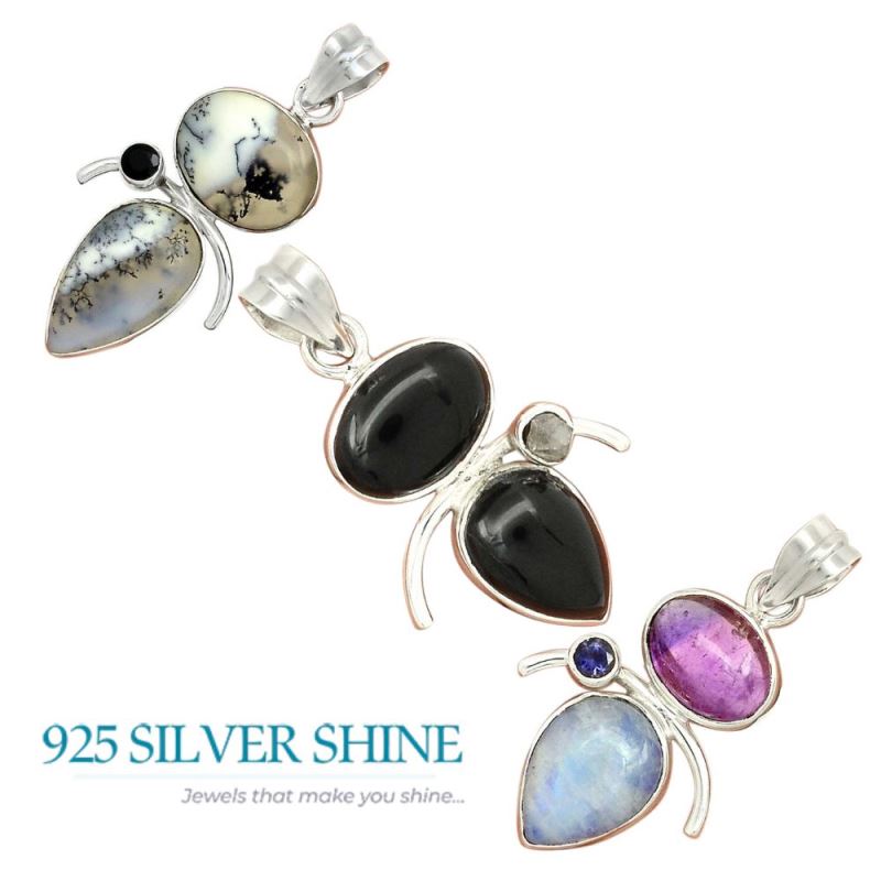Multi Gemstone Pendants In 925 Solid Silver Jewelry 925SP57-2_4