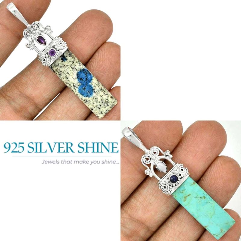 Multi Gemstone Pendants In 925 Fine Silver Jewelry 925SP59-2_4