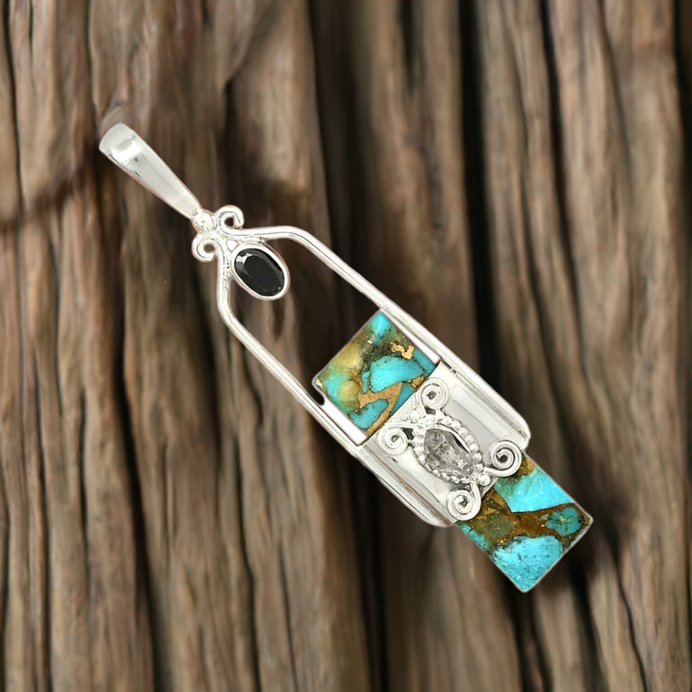 925 Solid Silver Pendants In Multi Gemstone Jewelry 925SP61-4