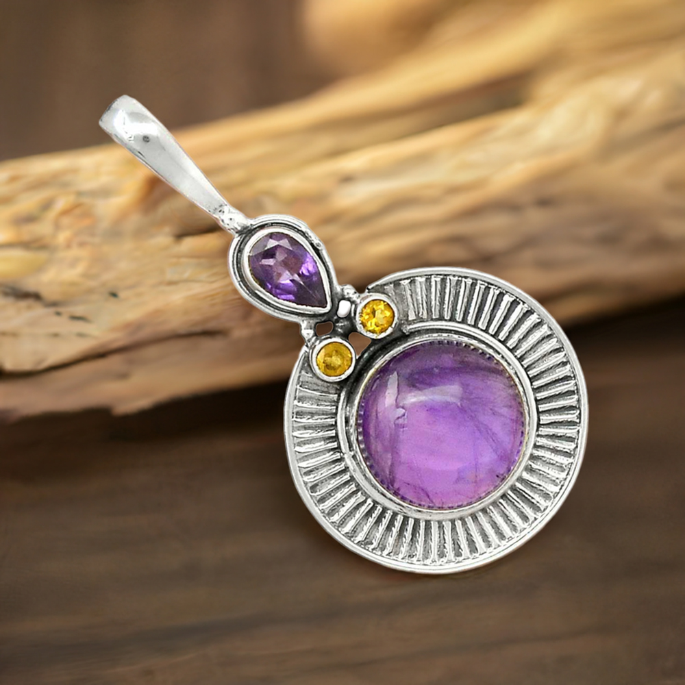 925 Fine Silver Pendants In Multi Gemstone Jewelry 925SP62-1