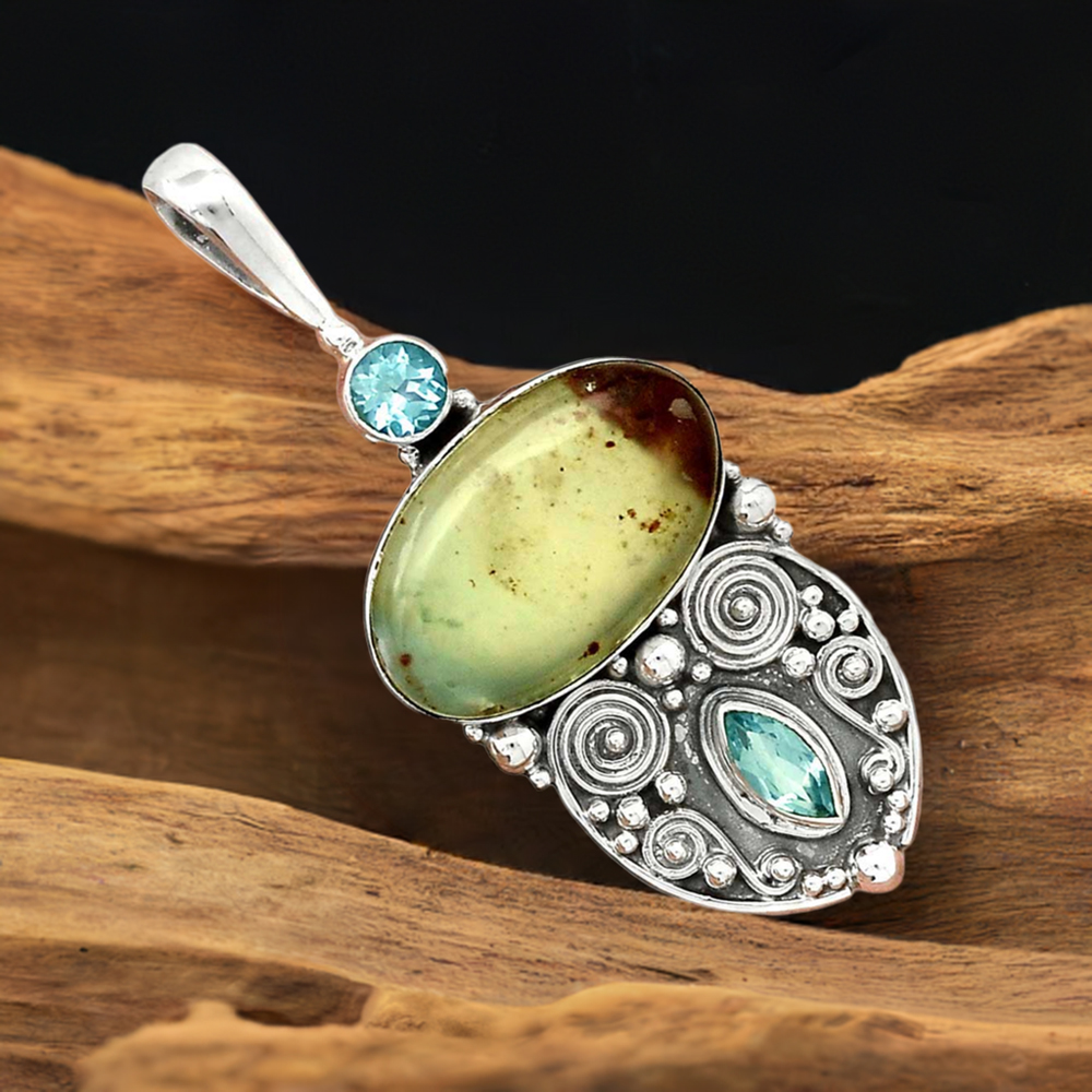 Fine Sterling Silver Pendants In Multi Gemstone Jewelry 925SP63-1