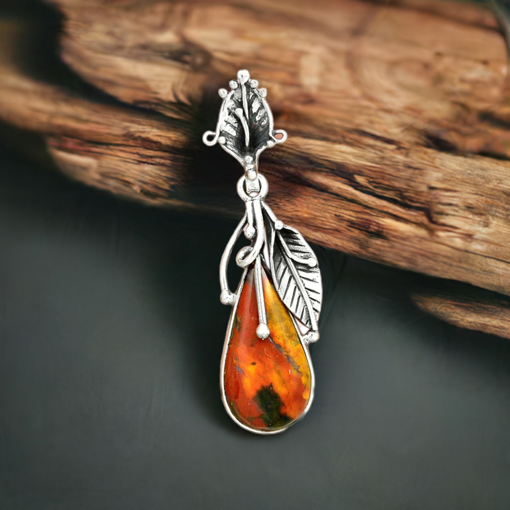 Solid Sterling Silver Handmade Pendants In Agate Gemstone Jewelry 925SP64-1