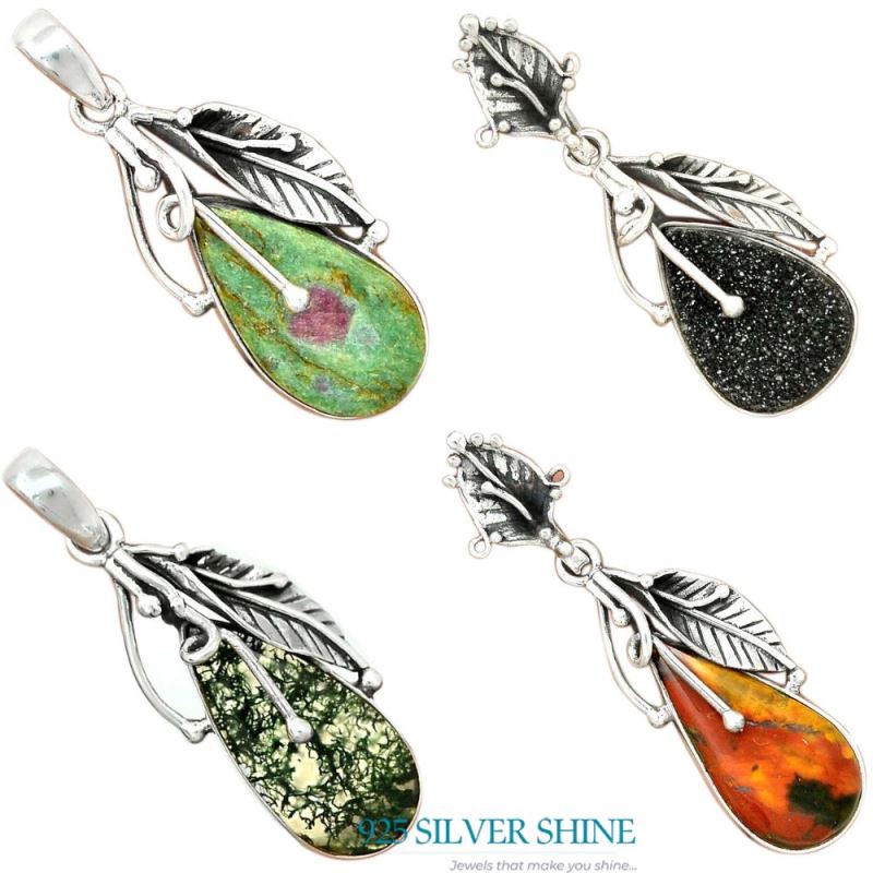 925 Fine Silver Pendants In Ruby Zoisite Gemstone Jewelry 925SP64-4_2