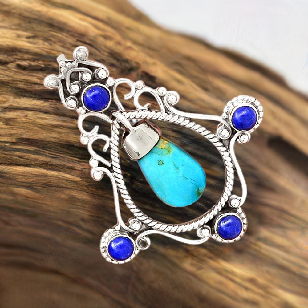 925 Solid Silver Pendants In Multi Gemstone Jewelry 925SP65-4