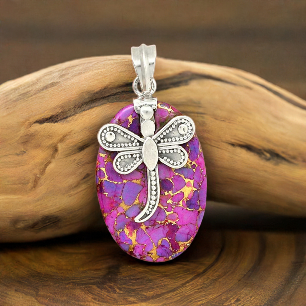 Purple Copper Turquoise Gemstone Pendants In Fine Sterling Silver Jewelry 925SP68-2
