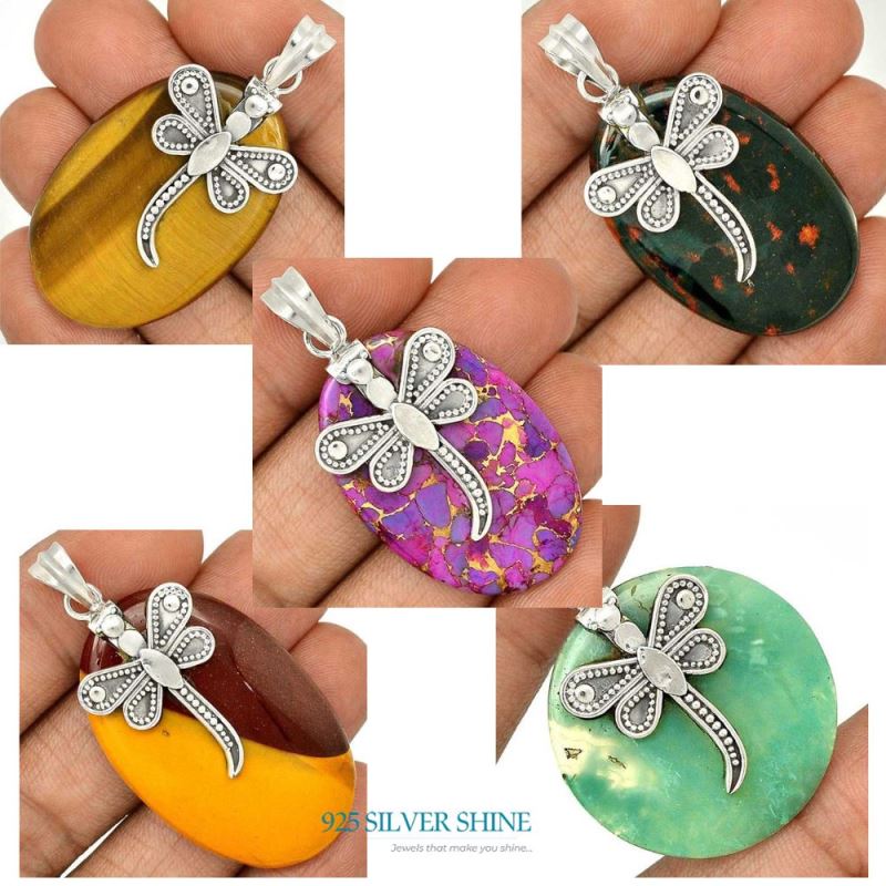 Tiger Eye Gemstone Pendants In 925 Fine Silver Jewelry 925SP68-4_2